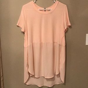 Semi-sheer tee with split sides Large